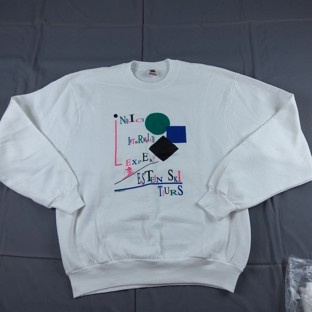 Vintage Fruit of the Loom Novice Expert Eastern Ski Tours Sweatshirt Size Large